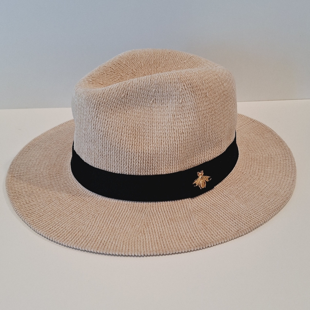 Classic Beige Fedora Hat with Black Band